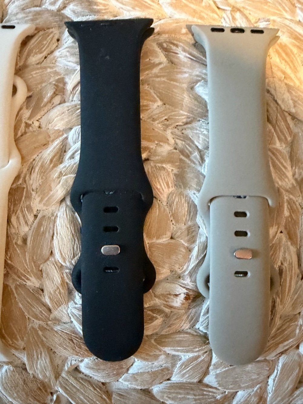 Silicone Watch Bands in Black, Light Gray and White